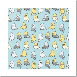 Cute Cockatiel Pattern Posters and Art